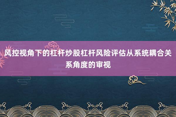 风控视角下的杠杆炒股杠杆风险评估从系统耦合关系角度的审视