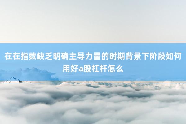 在在指数缺乏明确主导力量的时期背景下阶段如何用好a股杠杆怎么