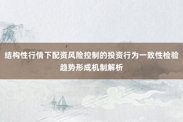 结构性行情下配资风险控制的投资行为一致性检验趋势形成机制解析