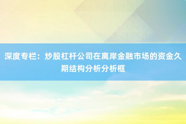 深度专栏：炒股杠杆公司在离岸金融市场的资金久期结构分析分析框