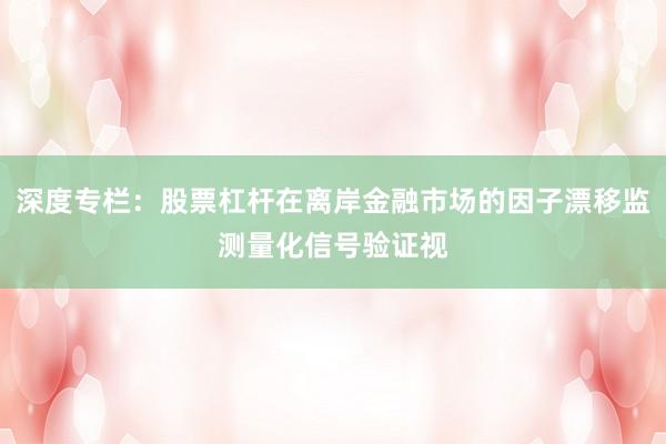 深度专栏：股票杠杆在离岸金融市场的因子漂移监测量化信号验证视