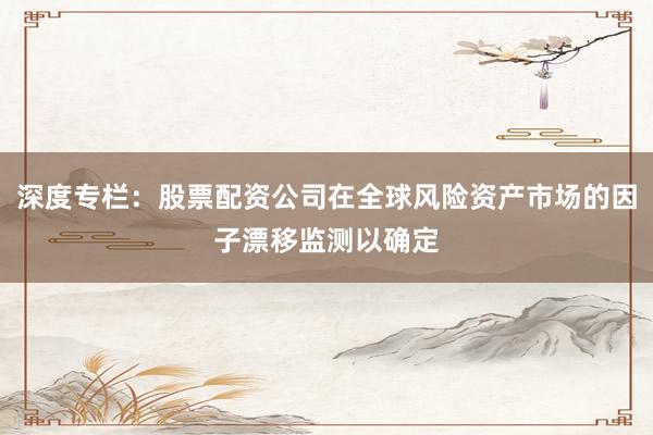 深度专栏：股票配资公司在全球风险资产市场的因子漂移监测以确定