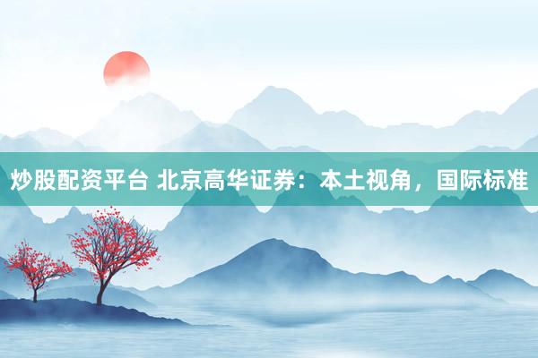 炒股配资平台 北京高华证券：本土视角，国际标准